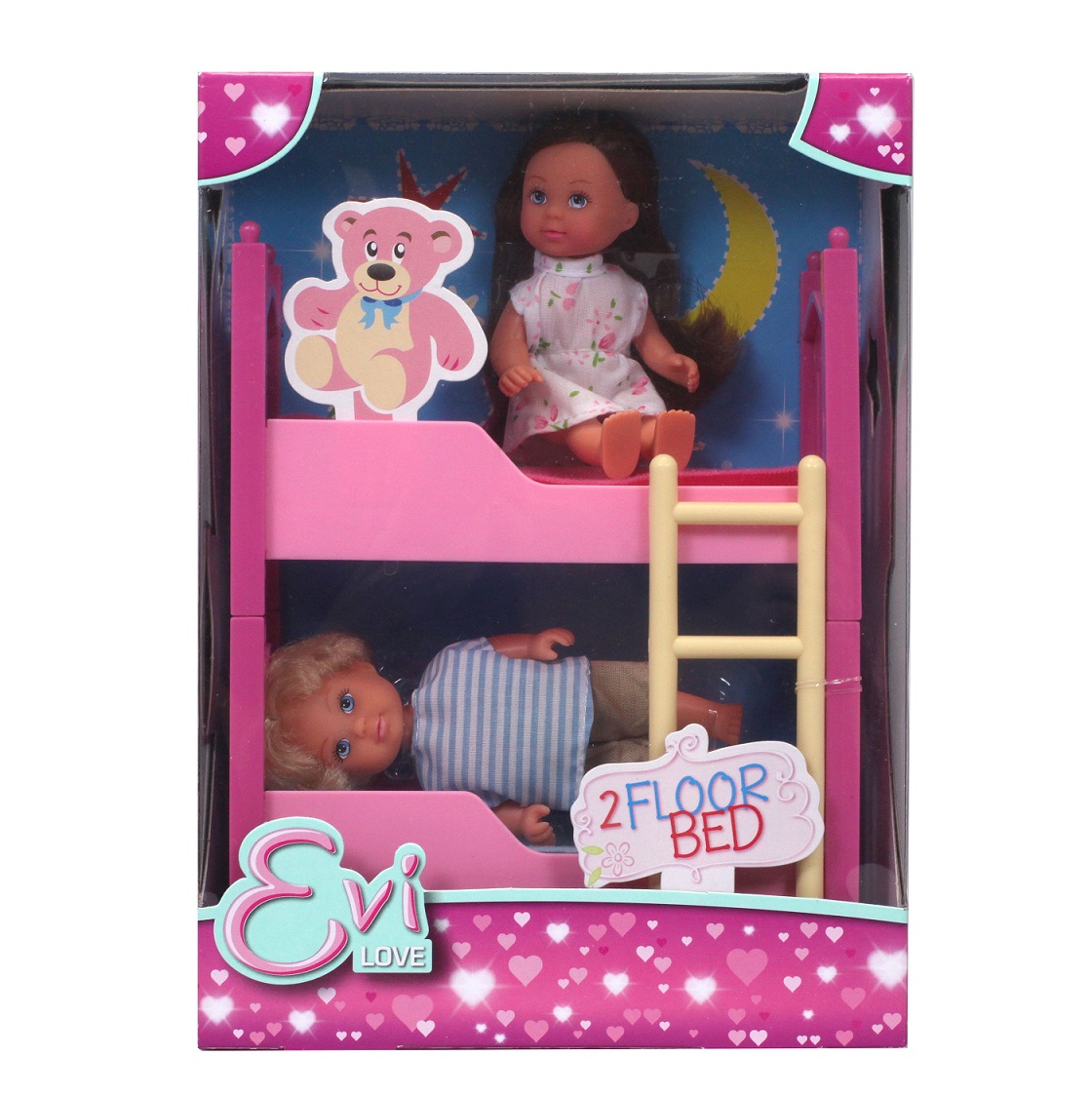 Кукла Еви и братик, с двухъярусной кроваткой, 12 см.  